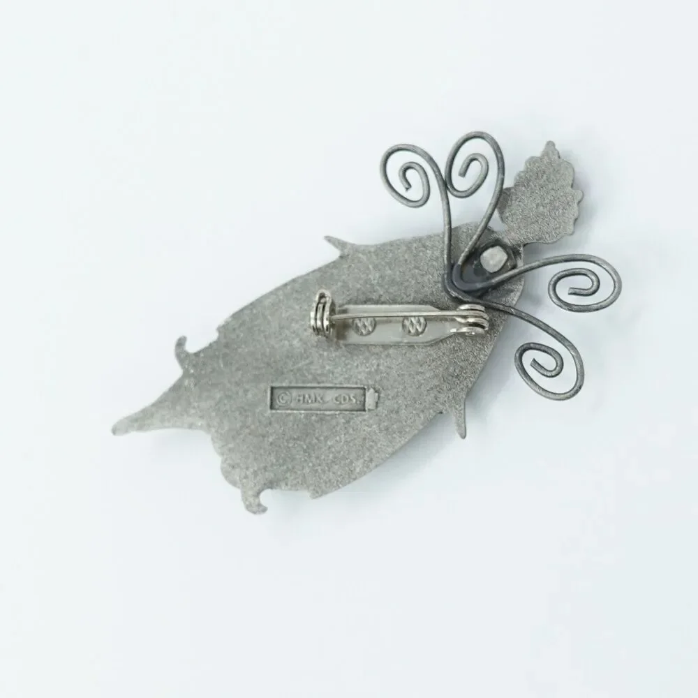 Vintage‎ Fairy Brooch HMK Hallmark Pewter Whimsical Ethereal Mystical Goblincore
